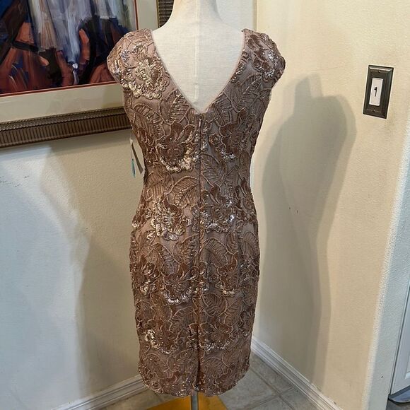 NWT Alex Evenings Champagne Lace Sequin Dress 6 - Picture 9 of 12